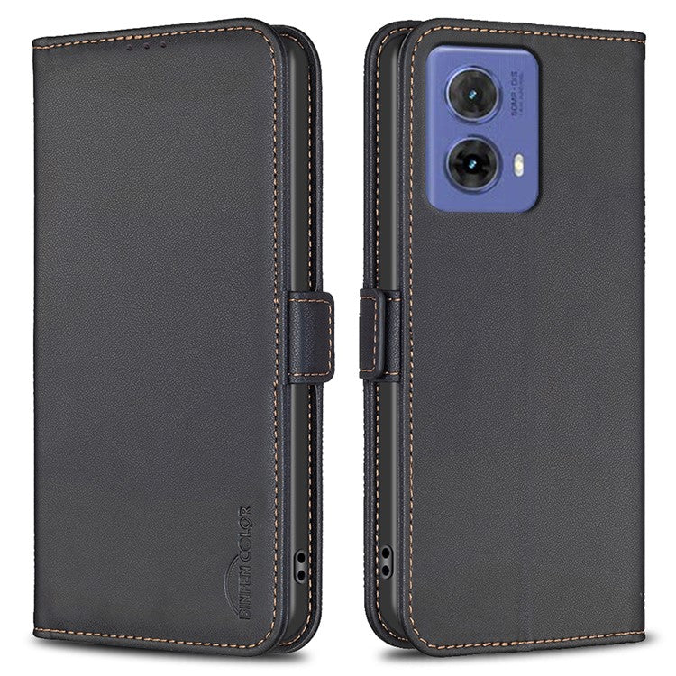 BINFEN COLOR BF31 For Motorola Moto G85 5G / S50 Neo 5G Case Wallet Leather Flip Phone Cover - Black