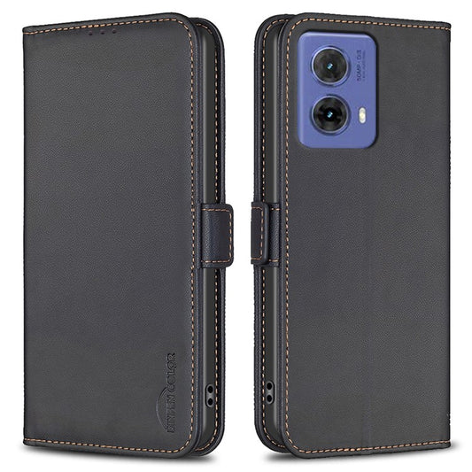 BINFEN COLOR BF31 For Motorola Moto G85 5G / S50 Neo 5G Case Wallet Leather Flip Phone Cover - Black