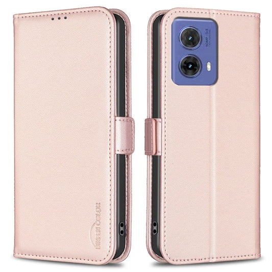 BINFEN COLOR BF31 For Motorola Moto G85 5G / S50 Neo 5G Case Wallet Leather Flip Phone Cover - Pink