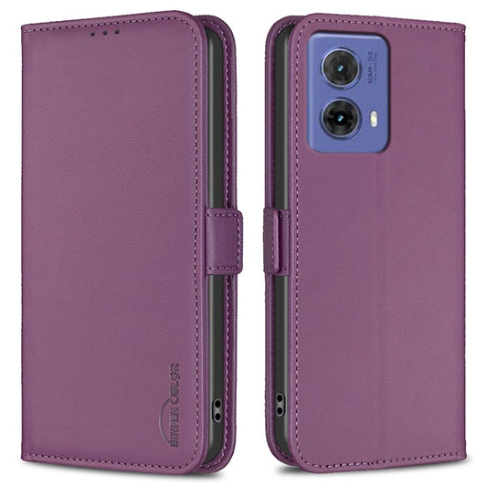 BINFEN COLOR BF31 For Motorola Moto G85 5G / S50 Neo 5G Case Wallet Leather Flip Phone Cover - Dark Purple