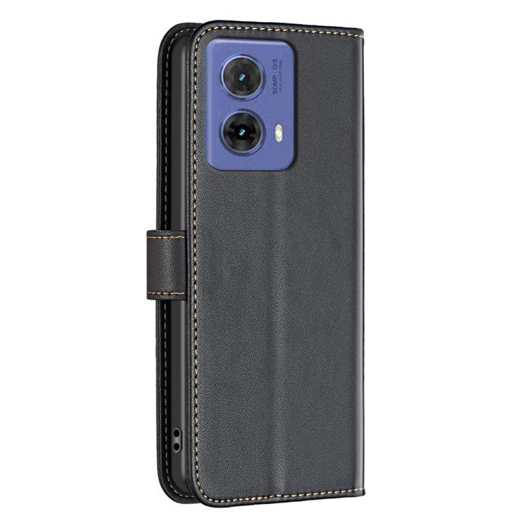 BINFEN COLOR BF17 For Motorola Moto G85 5G / S50 Neo 5G Wallet Case PU Leather Phone Cover - Black