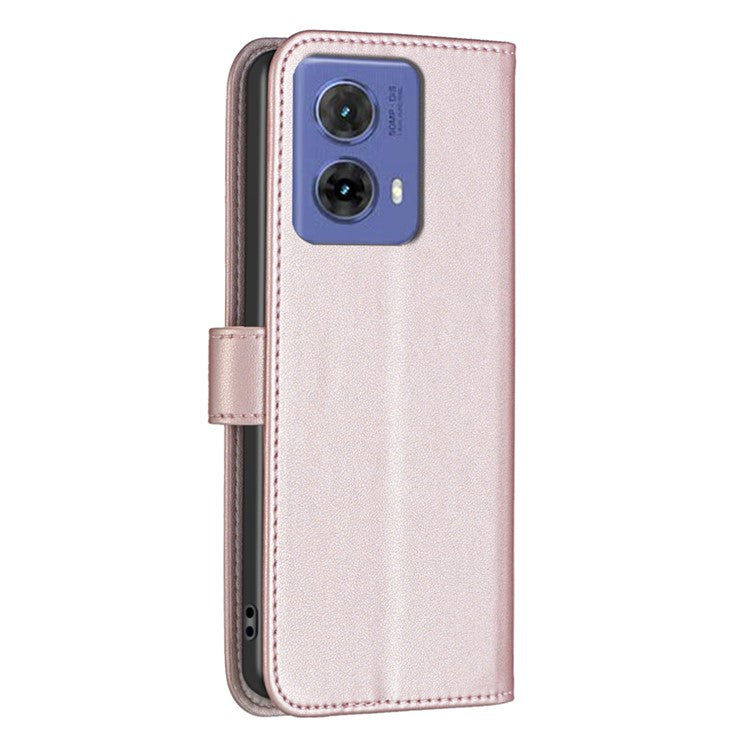 BINFEN COLOR BF17 For Motorola Moto G85 5G / S50 Neo 5G Wallet Case PU Leather Phone Cover - Rose Gold