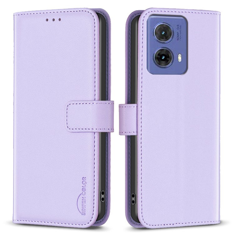 BINFEN COLOR BF17 For Motorola Moto G85 5G / S50 Neo 5G Wallet Case PU Leather Phone Cover - Purple