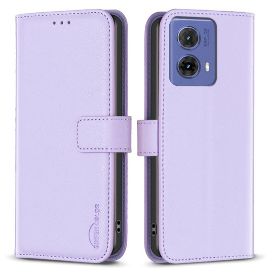BINFEN COLOR BF17 For Motorola Moto G85 5G / S50 Neo 5G Wallet Case PU Leather Phone Cover - Purple