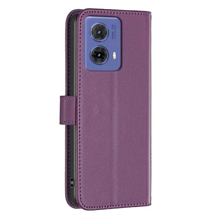 BINFEN COLOR BF17 For Motorola Moto G85 5G / S50 Neo 5G Wallet Case PU Leather Phone Cover - Dark Purple