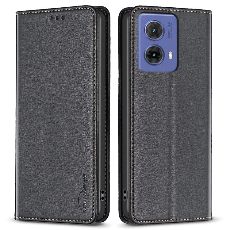 BINFEN COLOR BF18 For Motorola Moto G85 5G / S50 Neo 5G Case Leather Phone Cover Magnetic Closing - Black