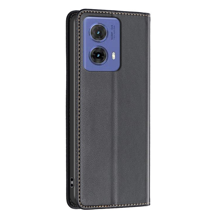 BINFEN COLOR BF18 For Motorola Moto G85 5G / S50 Neo 5G Case Leather Phone Cover Magnetic Closing - Black