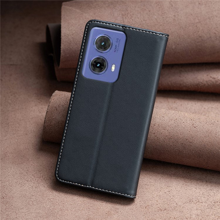 BINFEN COLOR BF18 For Motorola Moto G85 5G / S50 Neo 5G Case Leather Phone Cover Magnetic Closing - Black