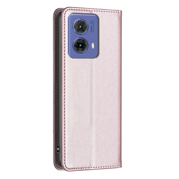 BINFEN COLOR BF18 For Motorola Moto G85 5G / S50 Neo 5G Case Leather Phone Cover Magnetic Closing - Rose Gold