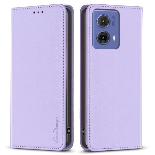 BINFEN COLOR BF18 For Motorola Moto G85 5G / S50 Neo 5G Case Leather Phone Cover Magnetic Closing - Purple