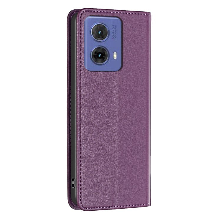 BINFEN COLOR BF18 For Motorola Moto G85 5G / S50 Neo 5G Case Leather Phone Cover Magnetic Closing - Dark Purple