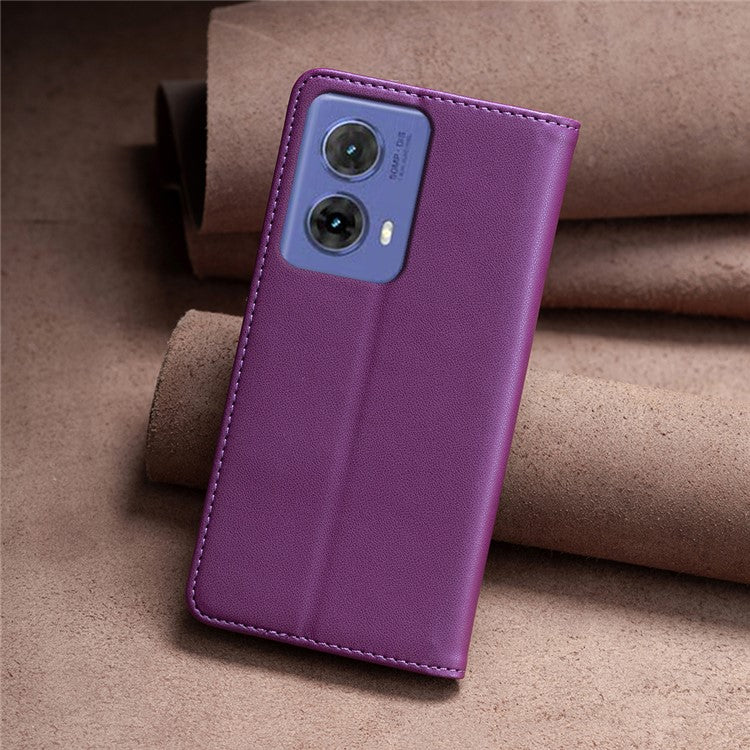 BINFEN COLOR BF18 For Motorola Moto G85 5G / S50 Neo 5G Case Leather Phone Cover Magnetic Closing - Dark Purple