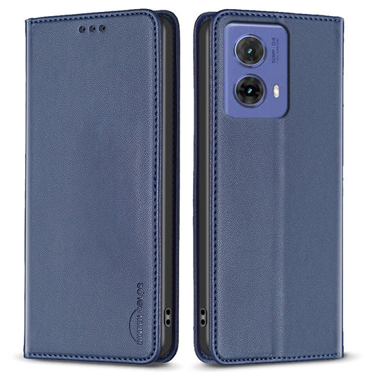 BINFEN COLOR BF18 For Motorola Moto G85 5G / S50 Neo 5G Case Leather Phone Cover Magnetic Closing - Blue