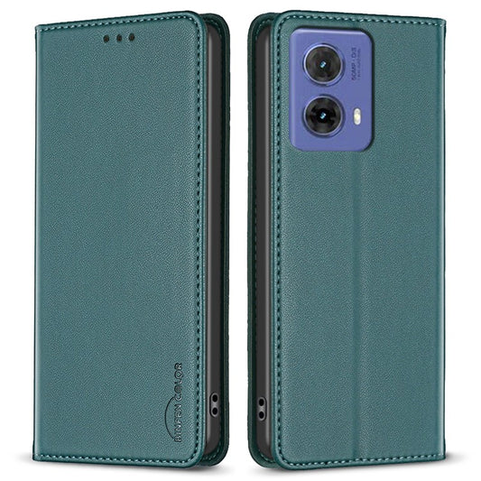 BINFEN COLOR BF18 For Motorola Moto G85 5G / S50 Neo 5G Case Leather Phone Cover Magnetic Closing - Green