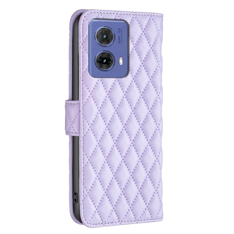 BINFEN COLOR BF Style-14 For Motorola Moto G85 5G / S50 Neo 5G Leather Phone Case Rhombus Grid - Purple