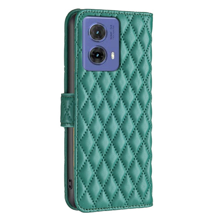 BINFEN COLOR BF Style-14 For Motorola Moto G85 5G / S50 Neo 5G Leather Phone Case Rhombus Grid - Green