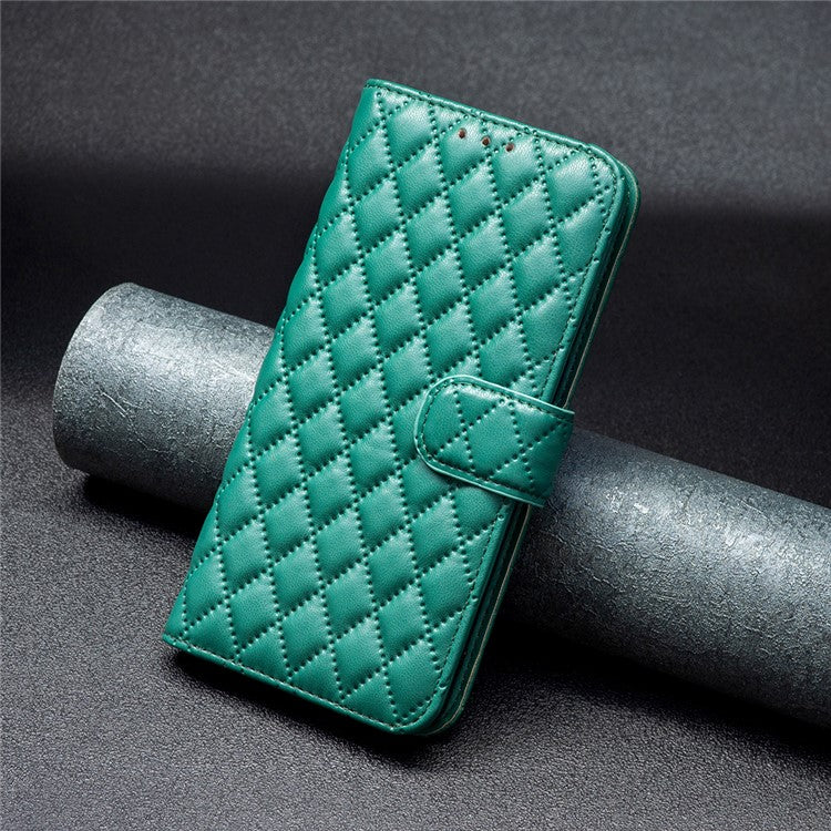 BINFEN COLOR BF Style-14 For Motorola Moto G85 5G / S50 Neo 5G Leather Phone Case Rhombus Grid - Green