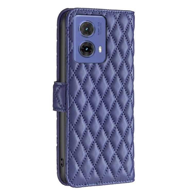 BINFEN COLOR BF Style-14 For Motorola Moto G85 5G / S50 Neo 5G Leather Phone Case Rhombus Grid - Blue