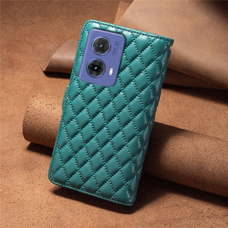 BINFEN COLOR BF Style-15 For Motorola Moto G85 5G / S50 Neo 5G Case PU Leather Zipper Pocket Phone Cover - Green