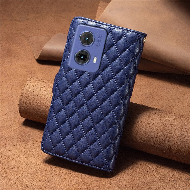 BINFEN COLOR BF Style-15 For Motorola Moto G85 5G / S50 Neo 5G Case PU Leather Zipper Pocket Phone Cover - Blue