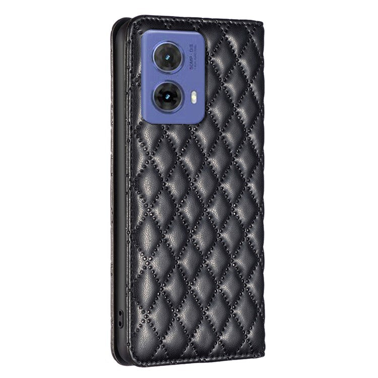 BINFEN COLOR BF Style-16 For Motorola Moto G85 5G / S50 Neo 5G Case Card Slots Leather Phone Cover - Black