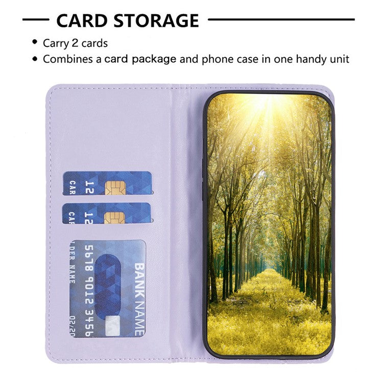 BINFEN COLOR BF Style-16 For Motorola Moto G85 5G / S50 Neo 5G Case Card Slots Leather Phone Cover - Purple