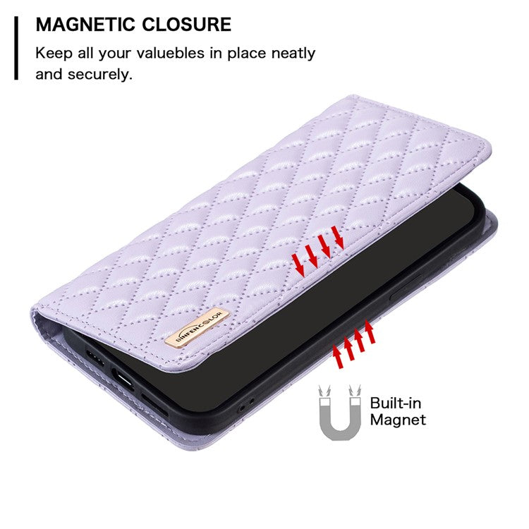 BINFEN COLOR BF Style-16 For Motorola Moto G85 5G / S50 Neo 5G Case Card Slots Leather Phone Cover - Purple