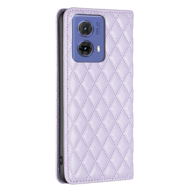 BINFEN COLOR BF Style-16 For Motorola Moto G85 5G / S50 Neo 5G Case Card Slots Leather Phone Cover - Purple