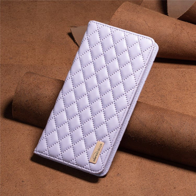BINFEN COLOR BF Style-16 For Motorola Moto G85 5G / S50 Neo 5G Case Card Slots Leather Phone Cover - Purple