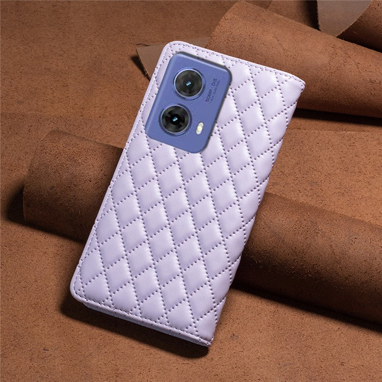 BINFEN COLOR BF Style-16 For Motorola Moto G85 5G / S50 Neo 5G Case Card Slots Leather Phone Cover - Purple