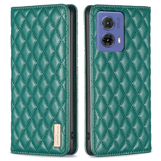 BINFEN COLOR BF Style-16 For Motorola Moto G85 5G / S50 Neo 5G Case Card Slots Leather Phone Cover - Green