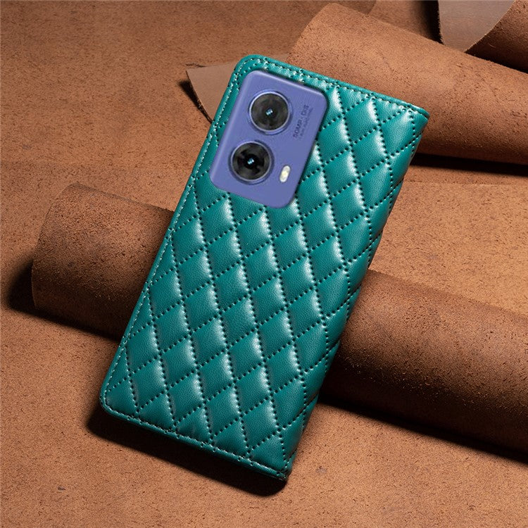 BINFEN COLOR BF Style-16 For Motorola Moto G85 5G / S50 Neo 5G Case Card Slots Leather Phone Cover - Green