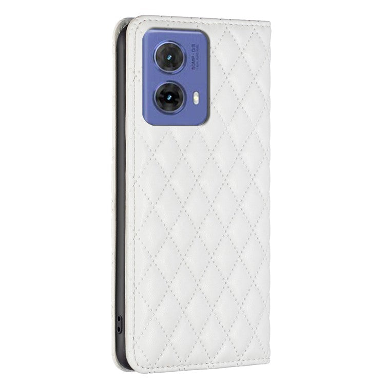 BINFEN COLOR BF Style-16 For Motorola Moto G85 5G / S50 Neo 5G Case Card Slots Leather Phone Cover - White