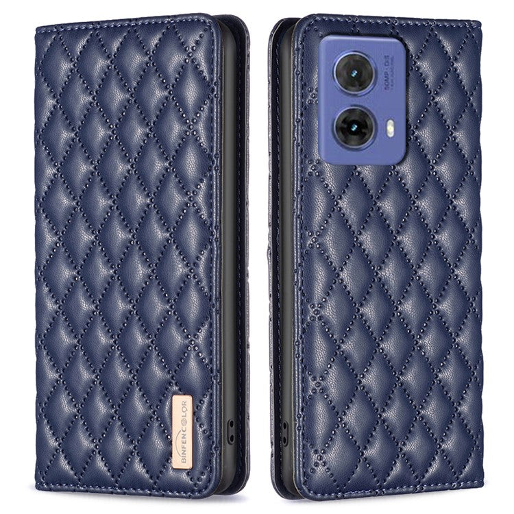BINFEN COLOR BF Style-16 For Motorola Moto G85 5G / S50 Neo 5G Case Card Slots Leather Phone Cover - Blue