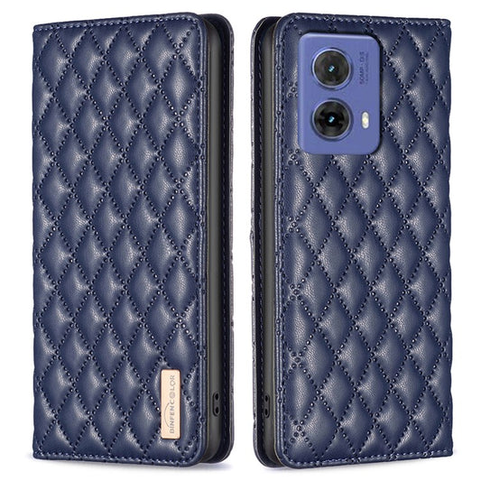 BINFEN COLOR BF Style-16 For Motorola Moto G85 5G / S50 Neo 5G Case Card Slots Leather Phone Cover - Blue