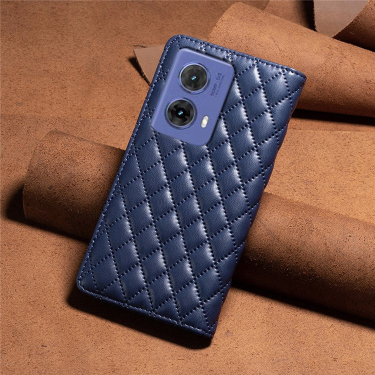 BINFEN COLOR BF Style-16 For Motorola Moto G85 5G / S50 Neo 5G Case Card Slots Leather Phone Cover - Blue