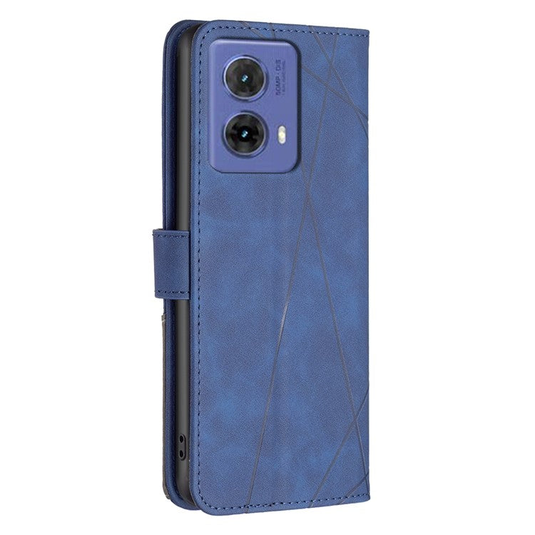 BINFEN COLOR For Motorola Moto G85 5G / S50 Neo 5G Phone Cases Wallet Stand Geometry Imprinted Leather Cover - Blue