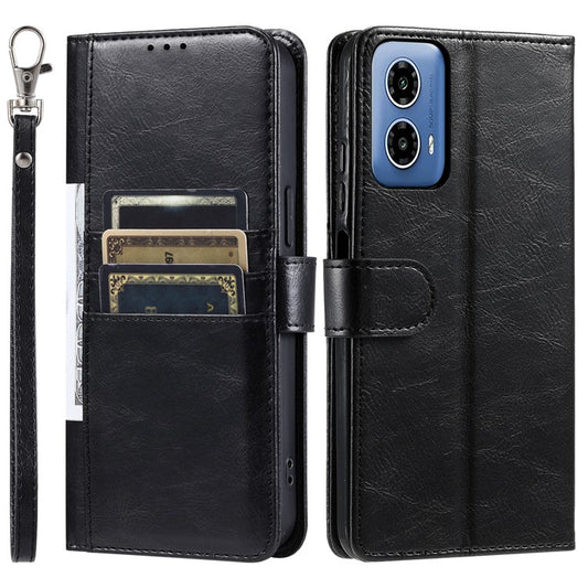 013 Style For Motorola Moto G85 5G / S50 Neo 5G Case PU Leather Anti-Fall Phone Cover with 6 Card Slots - Black