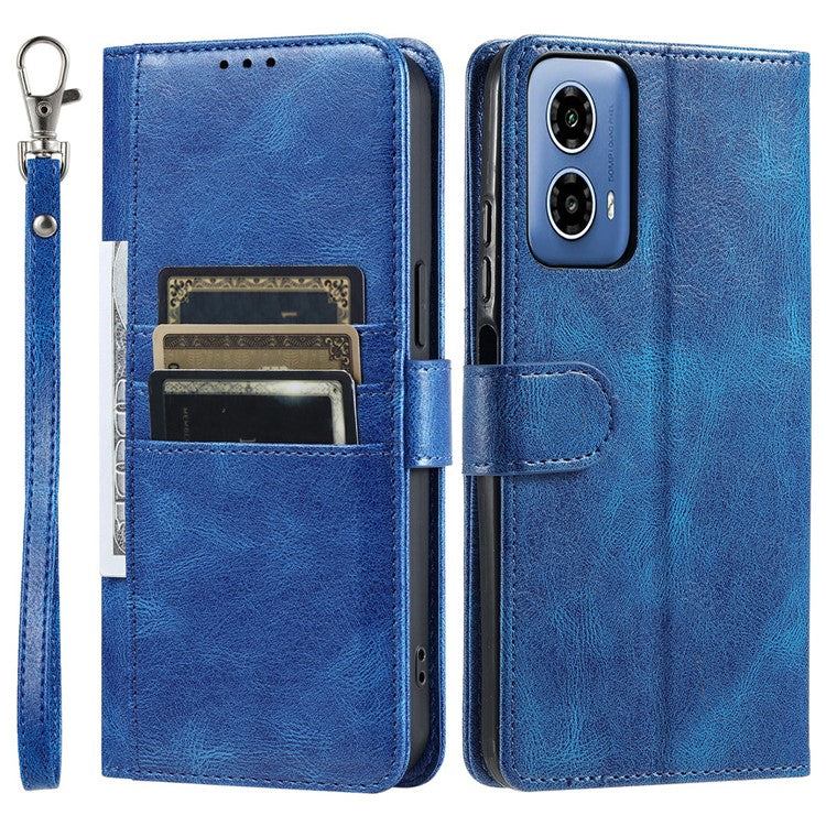 013 Style For Motorola Moto G85 5G / S50 Neo 5G Case PU Leather Anti-Fall Phone Cover with 6 Card Slots - Blue