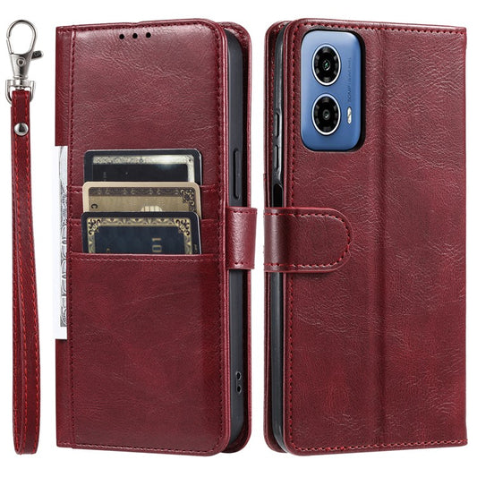 013 Style For Motorola Moto G85 5G / S50 Neo 5G Case PU Leather Anti-Fall Phone Cover with 6 Card Slots - Wine Red