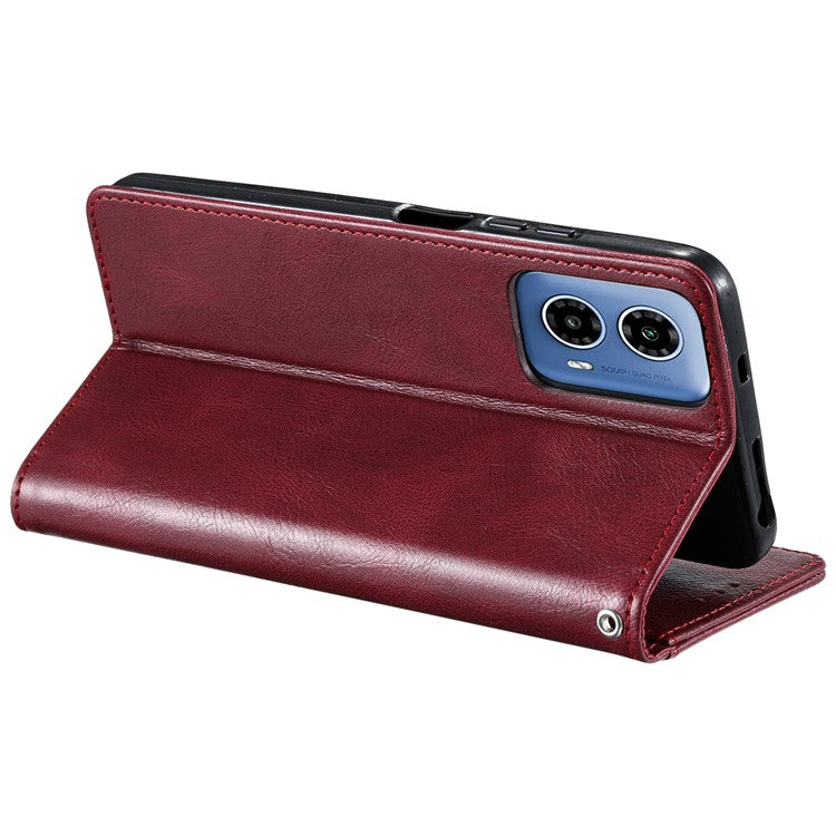 013 Style For Motorola Moto G85 5G / S50 Neo 5G Case PU Leather Anti-Fall Phone Cover with 6 Card Slots - Wine Red