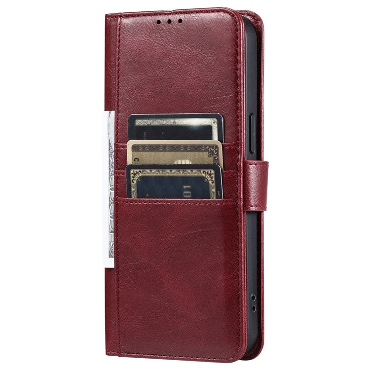 013 Style For Motorola Moto G85 5G / S50 Neo 5G Case PU Leather Anti-Fall Phone Cover with 6 Card Slots - Wine Red