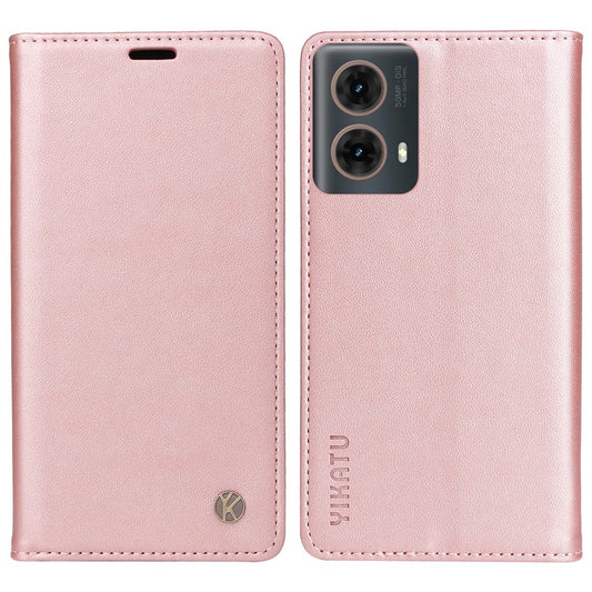 YIKATU YK-001 For Motorola Moto G85 5G / S50 Neo 5G Wallet Case Strong Magnetic Leather Phone Cover - Rose Gold