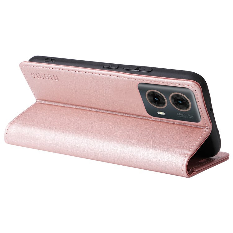 YIKATU YK-001 For Motorola Moto G85 5G / S50 Neo 5G Wallet Case Strong Magnetic Leather Phone Cover - Rose Gold
