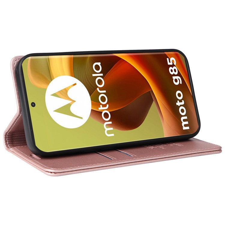 YIKATU YK-001 For Motorola Moto G85 5G / S50 Neo 5G Wallet Case Strong Magnetic Leather Phone Cover - Rose Gold
