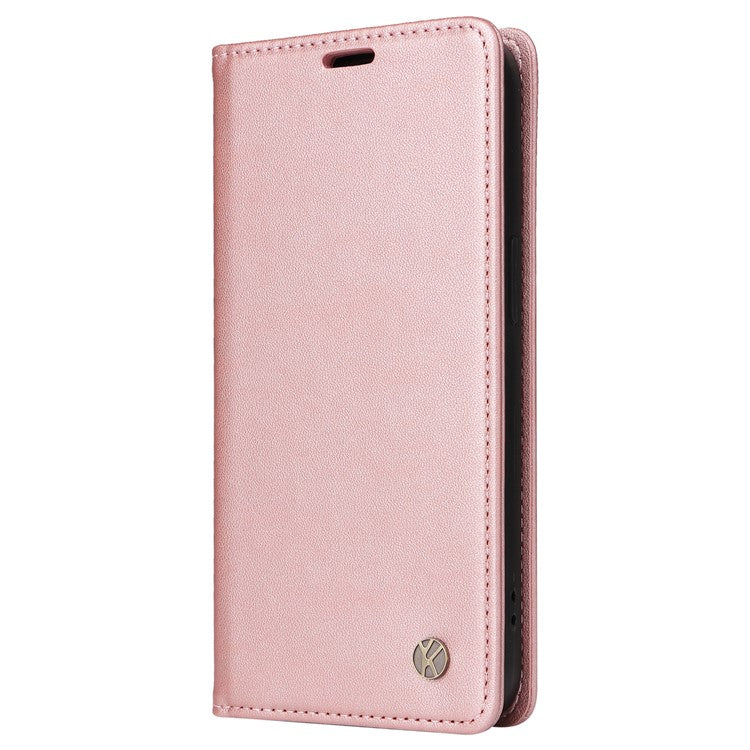 YIKATU YK-001 For Motorola Moto G85 5G / S50 Neo 5G Wallet Case Strong Magnetic Leather Phone Cover - Rose Gold