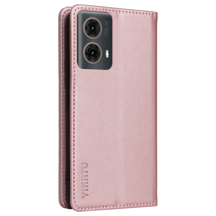 YIKATU YK-001 For Motorola Moto G85 5G / S50 Neo 5G Wallet Case Strong Magnetic Leather Phone Cover - Rose Gold
