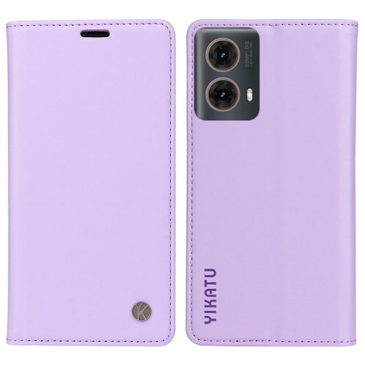 YIKATU YK-001 For Motorola Moto G85 5G / S50 Neo 5G Wallet Case Strong Magnetic Leather Phone Cover - Light Purple