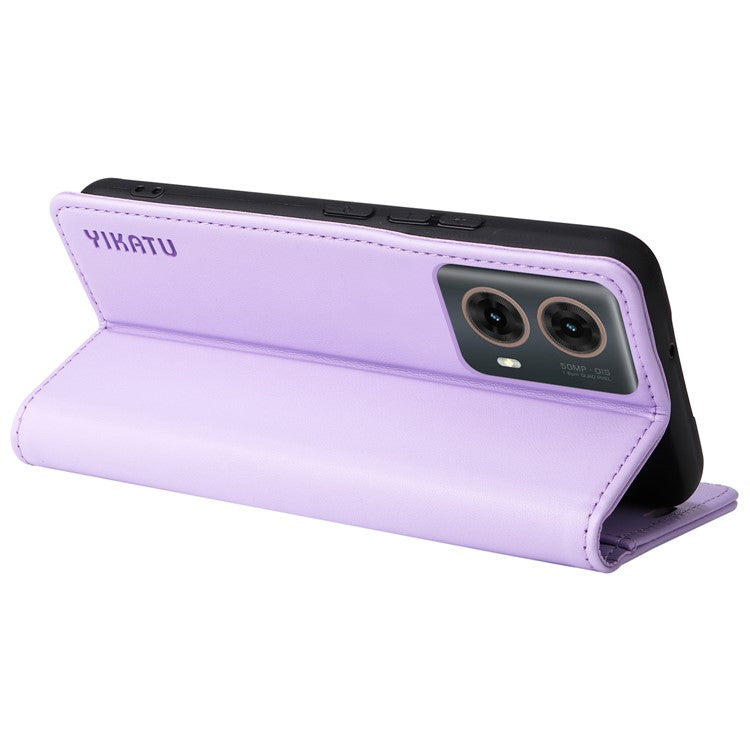 YIKATU YK-001 For Motorola Moto G85 5G / S50 Neo 5G Wallet Case Strong Magnetic Leather Phone Cover - Light Purple