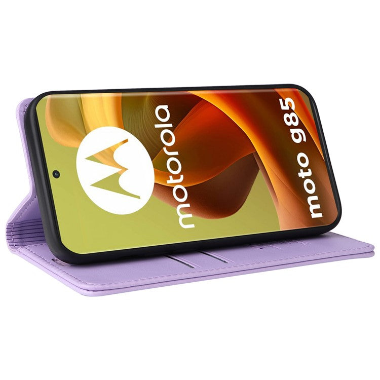 YIKATU YK-001 For Motorola Moto G85 5G / S50 Neo 5G Wallet Case Strong Magnetic Leather Phone Cover - Light Purple